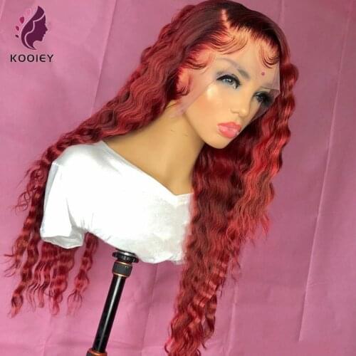 Burgundy #99j Water Wave 13x4 Lace Frontal Human Hair Wigs 180% Malaysian 4x4 Lace Closure Wigs Preplucked Red Lace Wigs