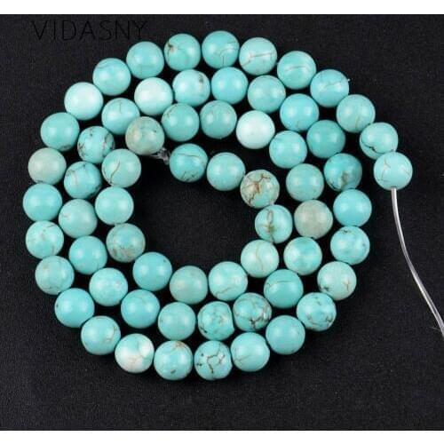 Natural Blue Turquoises Stone Loose Beads For Jewelry Making 4mm-12mm Round Spacer Beads Diy Bracelet Necklace Accessories 15
