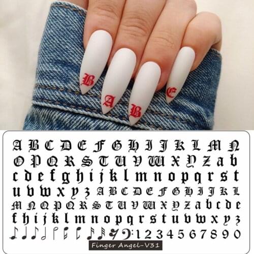 Hot 1pcs 2020 Nail Art Stamping Finger Angel Letter Words Nail Stamping Plates Manicure Stencil Set For Nail Stamping Template