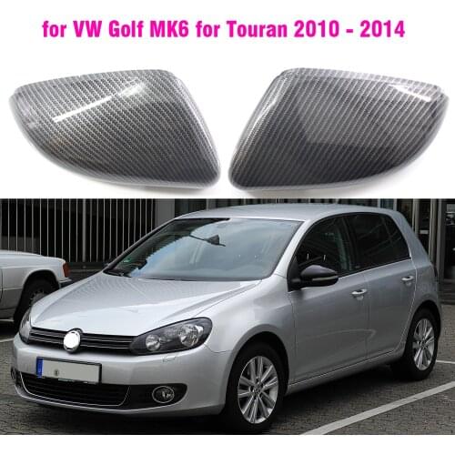 Carbon Fiber Gloss Black Mirror Cover Rearview Side Mirror Cap Replacement parts For VW Volkswagen Golf 6 MK6 for Touran