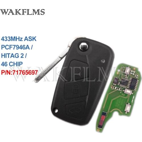 3Buttons 433MHz PCF7946A ID46 Flip Remote Car Key fOB For Fiat Fiorino Qubo For Peugeot Bipper For Citroen Nemo 2007 2008 2009