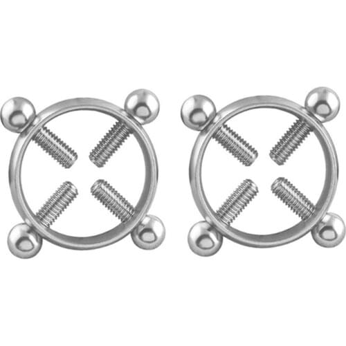 FX 1 Pair 2 Pcs Stainless Steel Round Non Piercing Nipple Ring Shield Body Piercing Jewelry Nipple Clamps Adult Game for Women