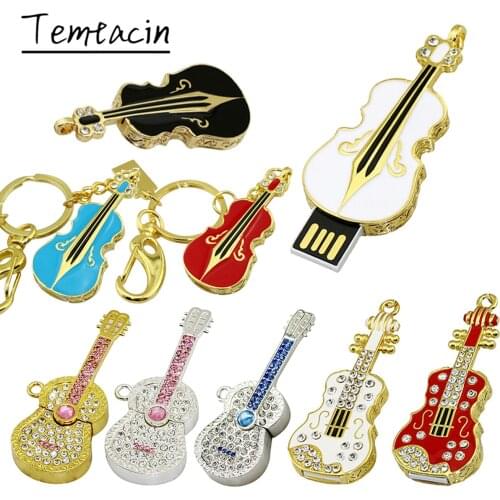 Crystal Violin USB Flash Drive 256GB Jewelry Music Guitar Pendrive 128GB Pen Drive 8GB 16GB 32GB 64GB Cle USB Stick Memory Drive
