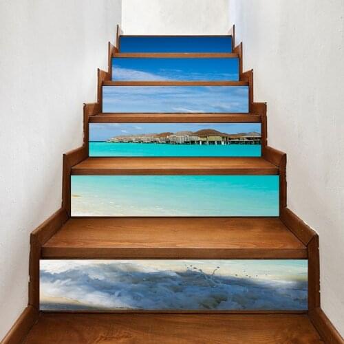 Print Art Picture Stair Beautiful Sea Floor Sticker DIY Home Decor Decals Self Adhesive Waterproof Mural For Bedroom Renovation