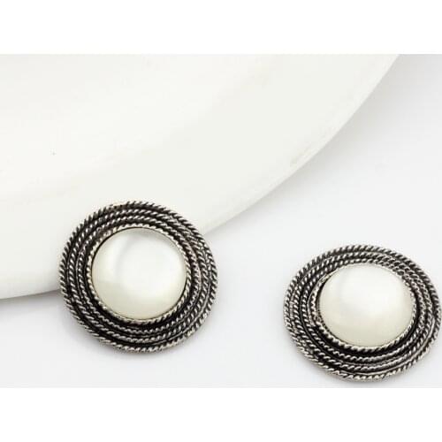 27mm 3pcs/lot Zinc Alloy Metal Silver Round Set White Resin Charms For DIY Bracelet Earrings Rings Jewelry Accessories Findings