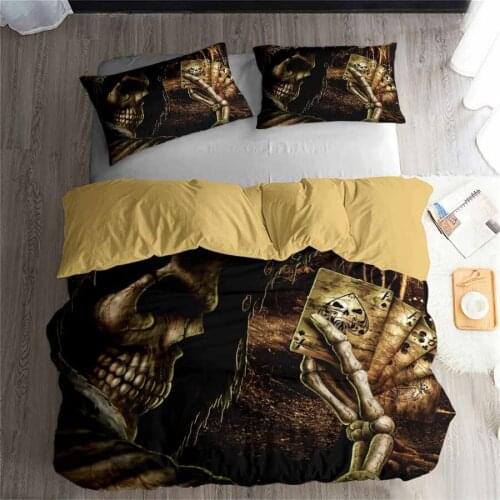 HELENGILI 3D Bedding Set skull Print Duvet cover set lifelike bedclothes with pillowcase bed set home Textiles #2-03
