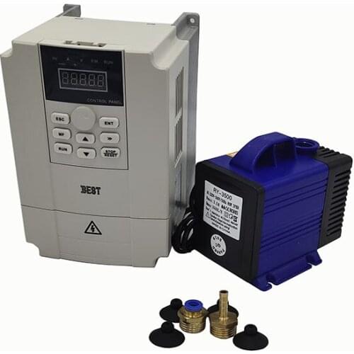 AC220V 2.2kw water-cooled spindle kit, 80 * 225 2.2kw CNC spindle motor, VFD frequency converter and 80mm bracket, 80W water pum