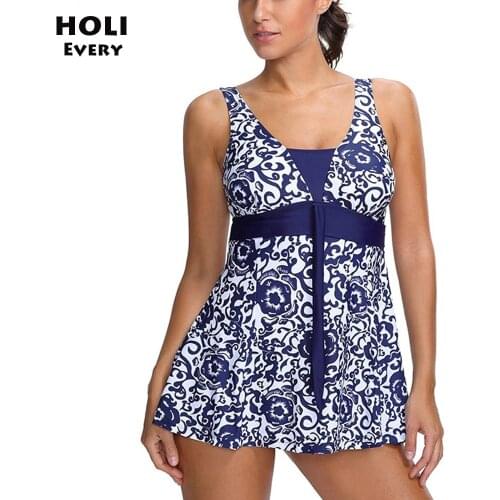 Swimwear Female Dress Large Size One piece Swimsuit Big Plus size Bathing suit For Women 2019 Lady One-piece Blue May Beachwear