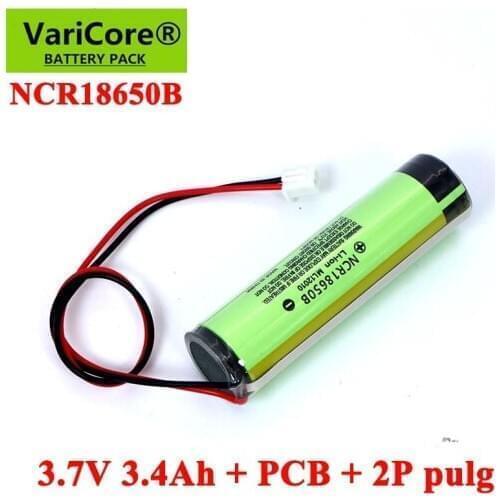 3.7V 3.4Ah 18650 NCR18650B 3400mAh Rechargeable Li-lon battery with PCB +2P pulg For Electric toys Nail lamp batteries