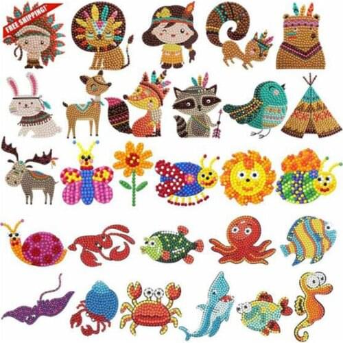 Cute Easter Themed DIY Diamond Painting Stickers Kits Rabbit with Egg and Chicken Digital Diamond Paint Cartoon Diamond Stickers