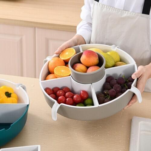 Multifunctional Round Divided Drain Basket Hollow Fruit Vegetable Storage Box Hot Pot Ingredients Basket Household Product