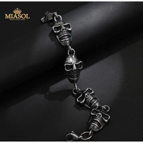 High Quality Stainless Steel Mens Bracelet Trendy Hand Accessories Gothic Skull Connection Shape Fashion Cool Handsome Jewelrys