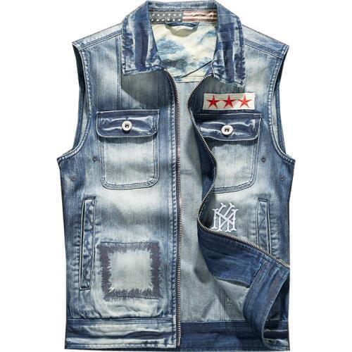 New Vest Men Spring Fashion Design Mens Slim Denim Vest Male Casual Brand Sleeveless Jean Vest Men Colete Jeans Masculino