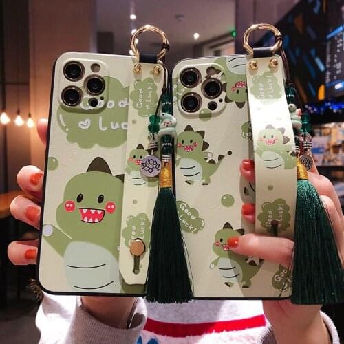 Flower Soft TPU Wrist Strap Tassel Case For iphone 7 8 6 6s plus 11 12 Pro Max Mini X Xs max XR se 2020 Phone Holder Cases Cover