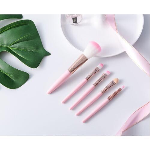 5Pcs Cheap Small Mini Professional Makeup Cosmetic Brush Set Kit Tool Include Blush Brush Sponge Applicator Eyebrow Lip Brush
