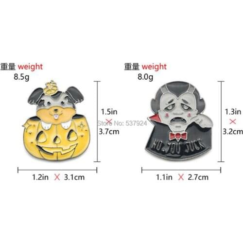 New 20Pcs Halloween Pumpkin Dracula Badge Alloy Brooch Lapel Pin Action Figure Toy