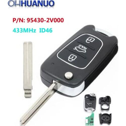 Upgraded Flip Remote Key Fob 433MHz ID46 for Hyundai Veloster 2012 P/N: 95430-2V000