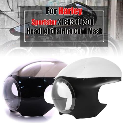3/4" Headlight Fairing For Harley Sportster XL Models 883 1200 XL883 XL1200 Dyna 5 Cafe Racer Cowl Mask Windscreen Smoke Clear