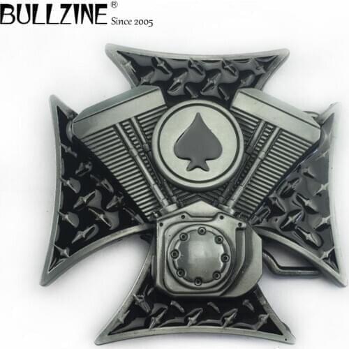 The Bullzine wholesale Cross belt buckle with pewter finish FP-02787 suitable for 4cm width belt