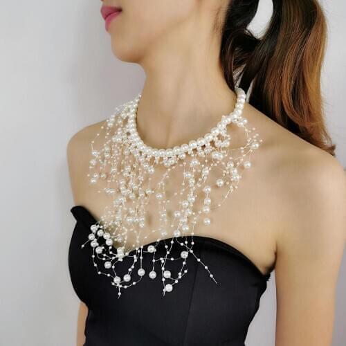 UKMOC Fashion Beads Collar Necklace For Women New Wedding Accessories Releasing Simulated Pearl Necklaces Statement Jewelry
