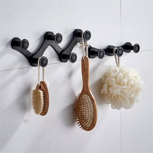 Pasteable Aluminum Clothes Hooks Wall Mounted Bathroom Clothes Towel Foldable Row Hooks Kitchen Bathroom accessories