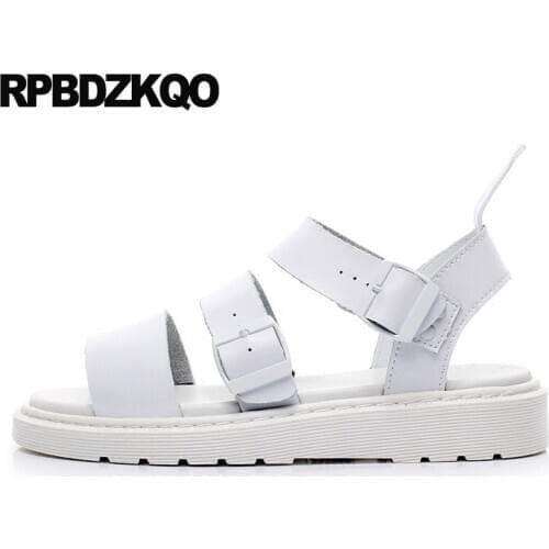 Strap White Open Toe Luxury Platform High Quality Designer Genuine Leather 2021 Men Gladiator Sandals Summer Flat Roman Shoes