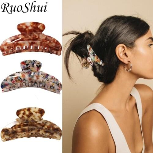 Ruoshui 2021 Woman Acetate Hair Claws Korean Style Hairpins Ponytail Clips Women Hair Accessories Headwear Hair Clamp Ornaments