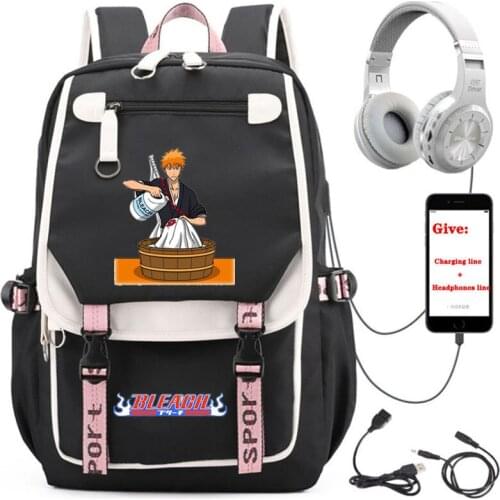 Anime Bleach backpack Unisex Travel Backpack student School book Bag USB Charging teenagers Laptop packsack