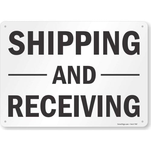 S5803AL12 "Shipping And Receiving" Sign |8" x 12" Aluminum Black on White