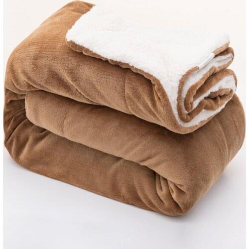 Sherpa Lamb Wool Blanket Thickened Double Layer Super Soft Fuzzy Flannel Blanket Plush Couch Blanket Warm Blankets for Winter