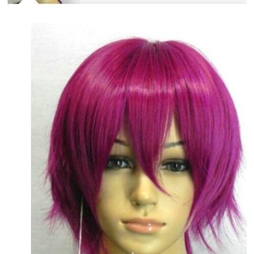 Shun New Short Rose Purple womens /girl wig Ladies Heat Resistant Synthetic hair Wigs