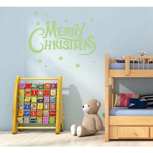 ABZS 2Pcs Merry Christmas Luminous Wall Stickers Christmas Letter Fluorescent Stickers Window Door Stickers Decoration