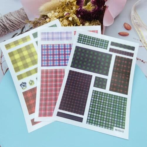 DIY Japanese Style Thin Light Traceless Nail Stickers New Design Plaid Back Glue Adhesive Dry Nail Decals Manicure Nail Art Girl