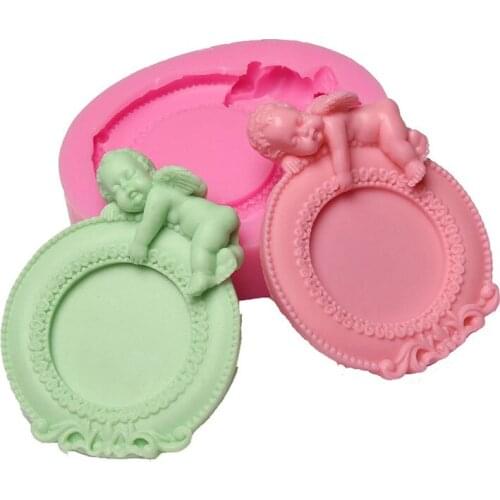 Angel Baby Mirror Silicone Candle Holder Molds Fondant Cake Mould DIY Candle Aromatherapy Making Chocolate Mold Resin Crafts