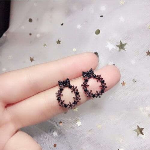 Shine Stud Earrings 925 Sterling Silver Flower Unique Silver Noble Jewelry Wreath Fashion Bow-knot Rosette Gifts For Women Fine