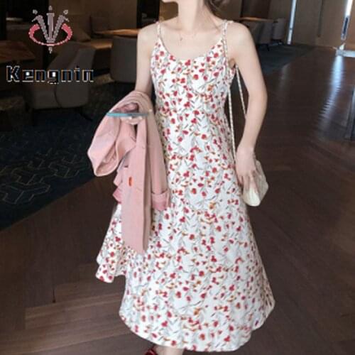 2021Summer New Loose Oversized Women Dress Print A-Line Sexy Spaghetti Straps Loose Sleeveless Female Robe Lady Dress KE1340