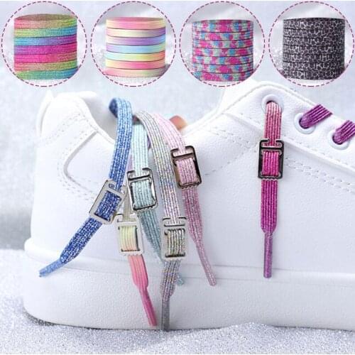 1 Pair Fashion Lazy Shoe Tie Colorful Unisex Elastic Locking Shoelaces Flats No Tie Shoelace Quick Sneakers Locking Shoe Laces