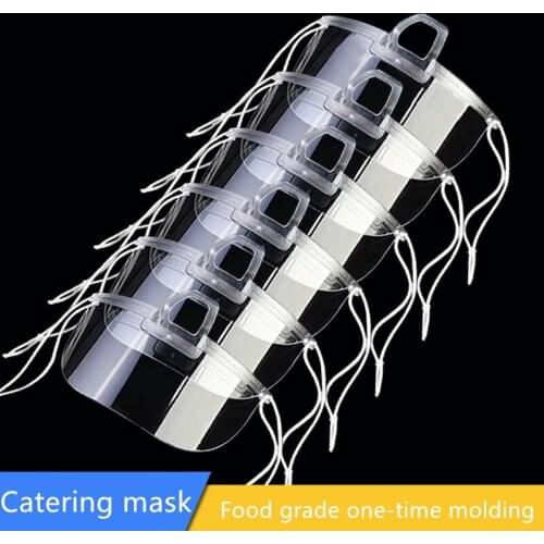 10Pcs Hygiene Safety Face Shield Plastic Visor Protective Anti-Fog Anti-Splash Transparent Food Face Shield Mouth Nose Shield