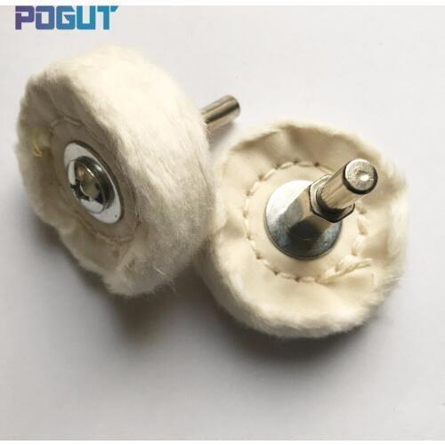 2pcs 50*6mm Shaft Mounted Cloth Buffing Wheel Mop for Jade Agate Jewelry Polishing
