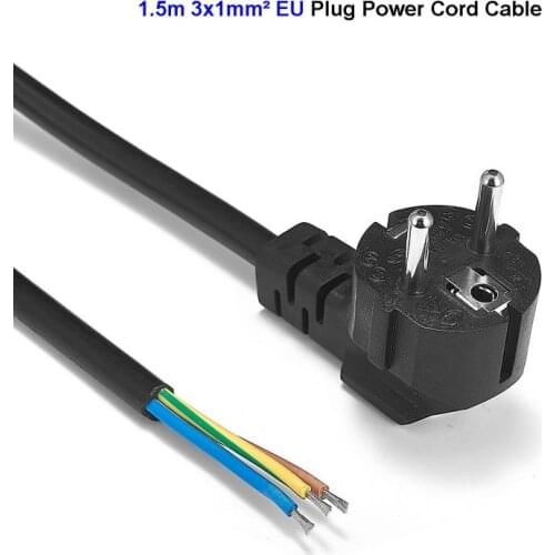 2pcs EU Power Cable 1.5m 1mm2 Schuko Power Supply Extension Cord For Electrical Sockets Vacuum Dishwashers LED Floodlight