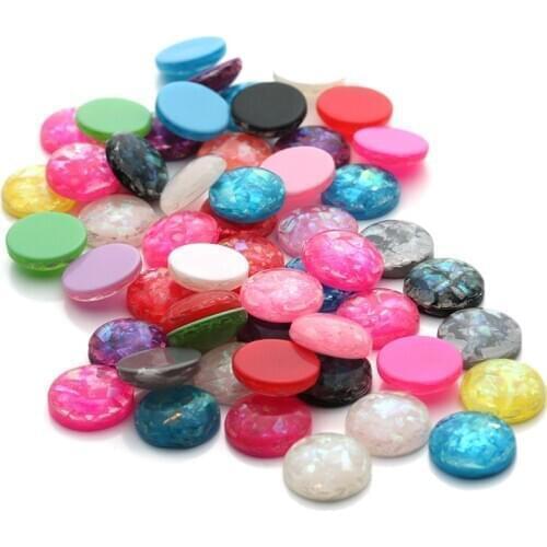 30pcs/lot Resin Cabochon Beads Imitation opal Shell pattern Round Loose Beads Cabochon Cameo Fit Pendants Bsase Tray For Jewelry