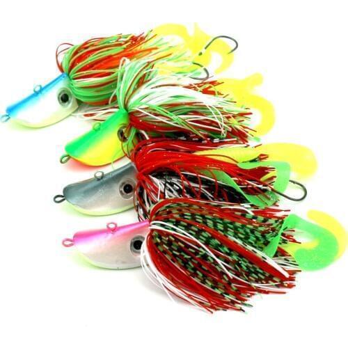 4pcs big lead head jig 80g buzzbait fishing lures with soft rubber fishing batis octopus squid hooks bass fishing tackles