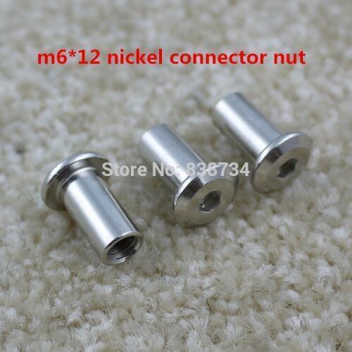 50PCS M6*12 steel with nickel plated flat hex plate female sleeve connector nut