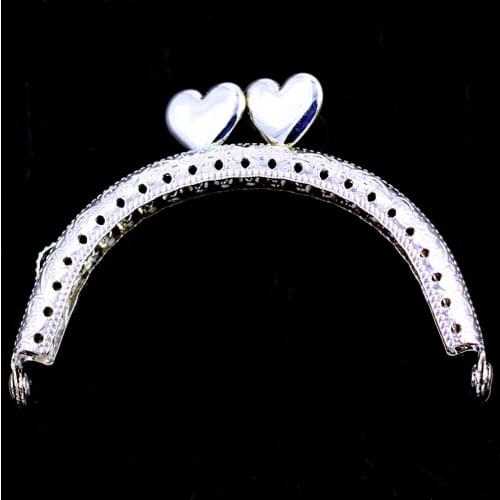 50PCS 8.5cm Semicircle Metal Purse Bag Frames Embossed Kiss Clasps Clutch Buckle Handbag Handle Heart Head Luggage Hardware