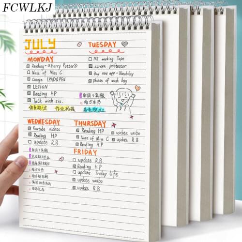 A5 B5 Coil Spiral Diary Notebook Grid Paper Daily Weekly Planner Agenda Organizer Notepad School Office Supplies Stationery