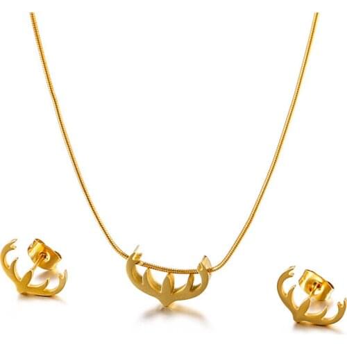 Accessories Simple and versatile ladies clavicle necklace creative antler earring set