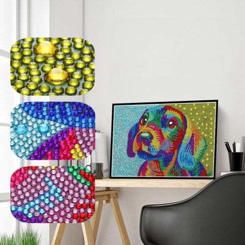 Special Shaped Diamond Painting Colorful Dog DIY 5D Full Drill Cross Stitch Kits Crystal Diamond Embroidery Arts Craft Home Gift