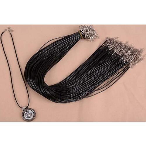 Black Leather Necklace Beading Cord String Rope Wire 45cm Extender Chain with Lobster Clasp 100pcs/lot