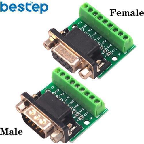 DB9 Male Female Adapter Signals Terminal Module RS232 Serial To Terminal DB9 Connector