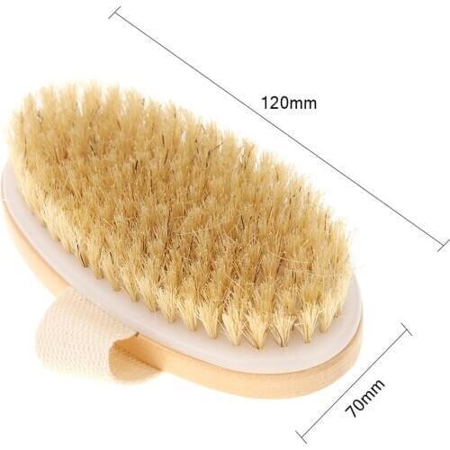 Wooden Bath Shower Brush Skin Body Massager Rubbing Skin Care Shower Exfoliation Oval-Shaped Soft Natural Bristle SPA Brush